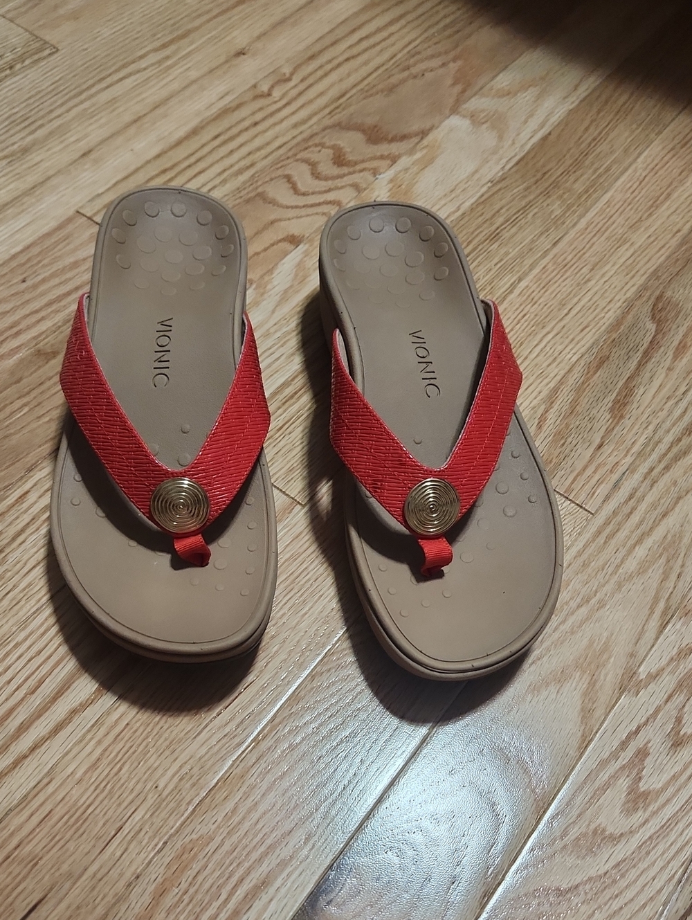 Vionic Red Arch Supportive Flip Flop Sandal Red